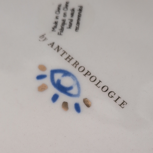 by ANTHROPOLOGIE I Insight Stoneware Plate Hamsa Blue Gold Hand Eye Pattern - Picture 8 of 12